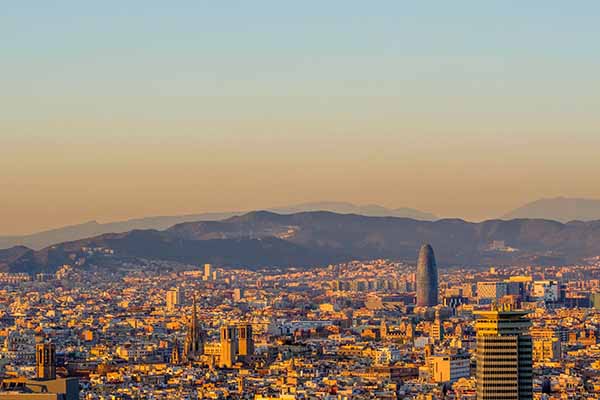 Barcelona cityscape at sunset overlook